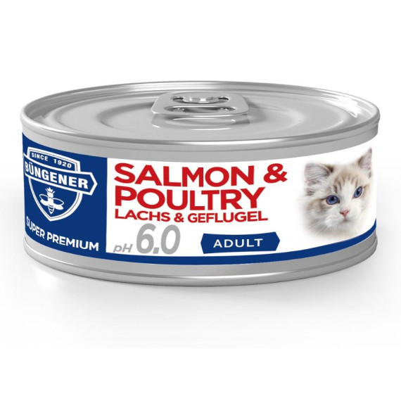 Bungener 無穀物主食罐 Salmon & Poultry 三文魚+鮮家禽肉口味貓罐頭 100g [28202]