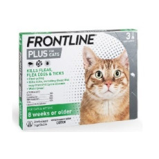 原裝行貨 - Frontline PLUS FOR CATS 8週以上幼貓至成貓適用 殺蚤防牛蜱滴劑 (0.50ml x 3支裝)