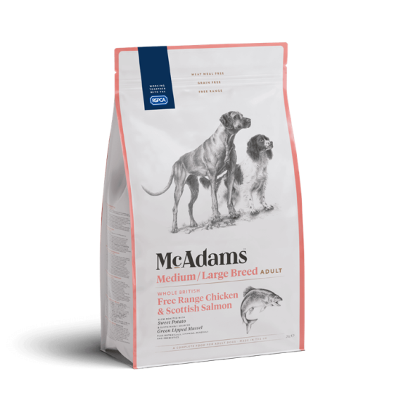 McAdams [MLBCS-D10] 自由放養雞肉及蘇格蘭三文魚 (中型&大型犬配方) 10kg (粉袋)