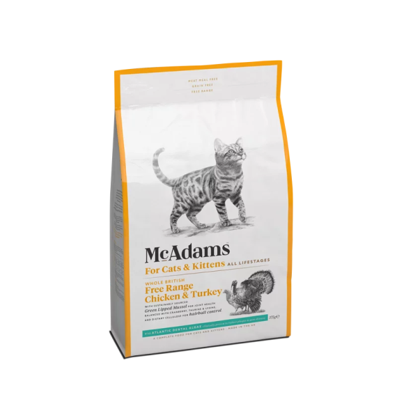 McAdams [DCCT- 375P] 自由放養雞肉和火雞 貓糧（成貓&幼貓配方）375g | 細包
