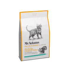McAdams [DCCT-3.75] 自由放養雞肉和火雞 貓糧（貓/幼貓配方）3.75kg | 大包