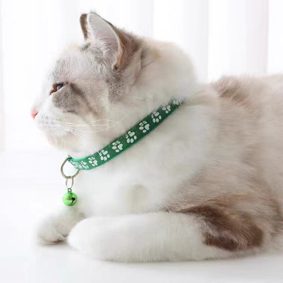 Pet Collars 貓狗 腳板仔圖案鈴鐺頸帶 可調計size 多種顏色 10mm (顏色隨機發貨)
