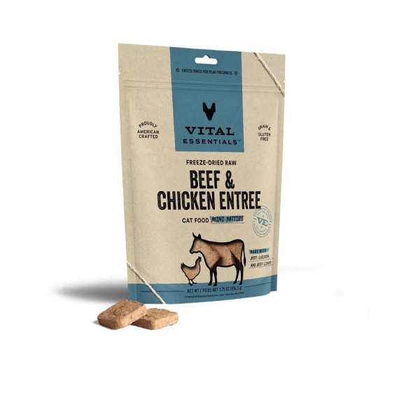 Vital Essentials 美國貓糧 - 凍乾脫水(迷你餡餅)) - 牛肉+雞肉 3.75oz