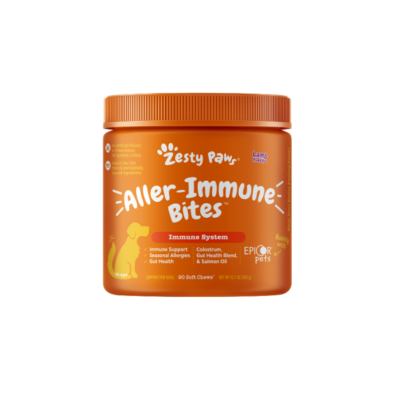 Zesty Paws [003266] Aller-Immune Bites 抗敏免疫咀嚼軟粒 - 羊肉味 (犬用) | 橙標 紫字