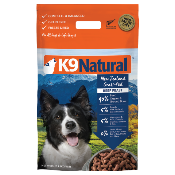 K9 Naturals [K9-B18K]- 冷凍脫水狗乾糧 - 牛肉盛宴脫水鮮肉糧 1.8KG
