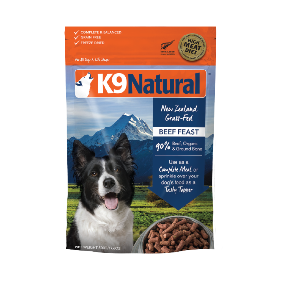 K9 Naturals [K9-B 500]- 冷凍脫水狗乾糧 - 牛肉盛宴脫水鮮肉糧 500g