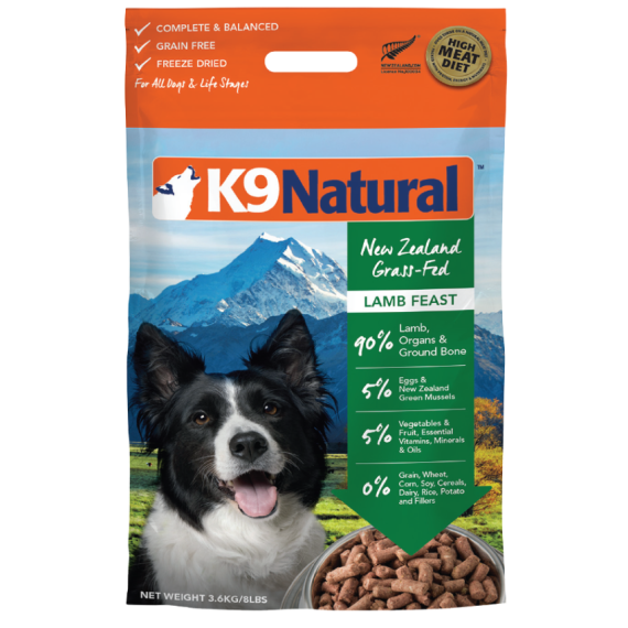 K9 Naturals [K9-L36K]- 冷凍脫水狗乾糧 - 羊肉盛宴配方 3.6kg