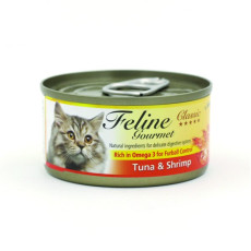斷貨-Feline Gourmet FG70-6 化毛球 吞拿魚+蝦 80g