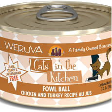 **清貨特價 (最佳食用日期:2024/06/30) **  Weruva Cats in the Kitchen 罐裝系列 Fowl Ball 走地雞+火雞 美味肉汁 90g