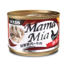 **清貨特價 (最佳食用日期:2024/06/21) **  SEED BMA-03 MamaMia機能愛貓雞湯餐罐 - 鮮嫩雞肉+牛肉+牛磺酸 170g