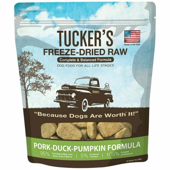 **清貨特價 (最佳食用日期:2024/06/28) **  Tucker’s – Freeze Dried Pork,Duck,Pumpkin 豚肉、鴨肉、南瓜凍乾脫水狗糧 14oz