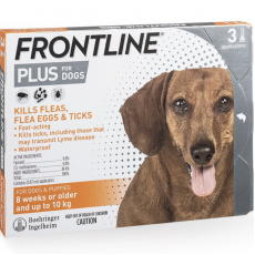 原裝行貨 - Frontline PLUS FOR DOGS 8 weeks or older and up to 10kg 以下 犬用殺蚤防牛蜱滴劑 *加強版 (0.67ml x 3) 