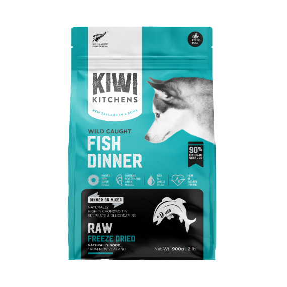 **清貨特價 (最佳食用日期:2024/08/18) **  Kiwi Kitchens - 凍乾全犬糧 – 深海鮮魚  900g (藍)
