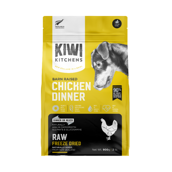 **清貨特價 (最佳食用日期:2024/08/22) **  Kiwi Kitchens - 凍乾全犬糧 – 穀飼雞肉  425g (黃)