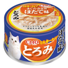 CIAO [A111] 白湯系列 吞拿魚・雞肉 帶子味貓罐頭 80g | 藍罐 橙標