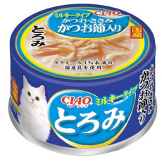 CIAO [A113] 白湯系列 鰹魚・雞肉+木魚片 貓罐頭 80g | 藍罐 藍標