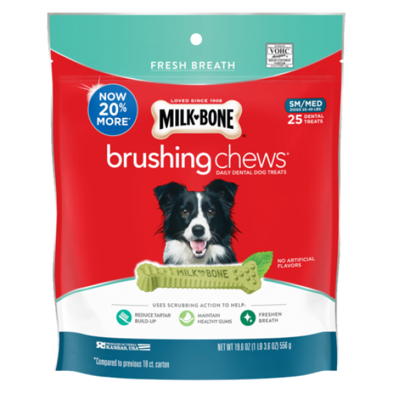 Milk Bone Brushing Chews 清潔牙齒骨 小型/中型犬 (24-49磅/ 25支)