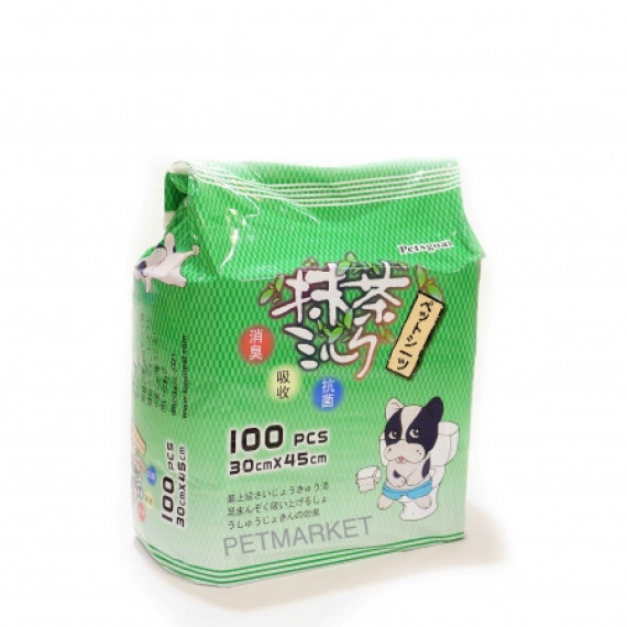 [已轉新裝：Kaori 綠茶抗菌消臭尿墊] Petsgoal 綠茶味尿墊 (30x45) 100片