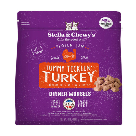Stella & Chewy's FROZEN DINNER貓咪**急凍**生肉糧 - Tummy Ticklin’ Turkey 開胃火雞(火雞配方) 3lb