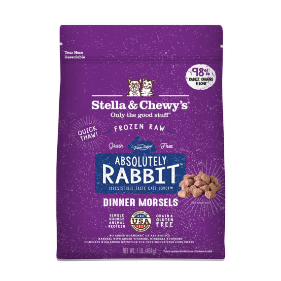 Stella & Chewy's FROZEN DINNER 貓咪**急凍**生肉糧 - Absolutely Rabbit 極度兔惑(兔肉配方) 1lb