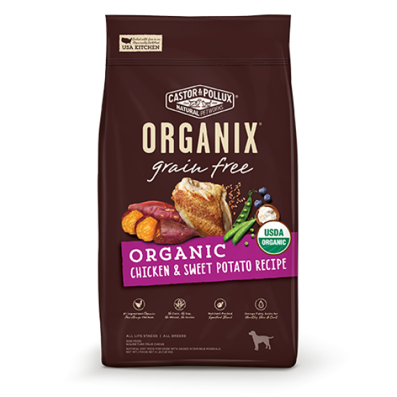 Organix 35066 USDA 無穀物成犬糧-有機雞肉甜薯配方 10lb