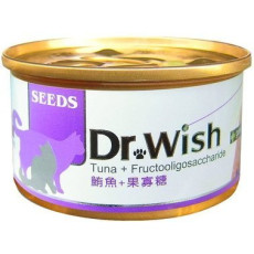 Seeds Dr.wish 鮪魚+果寡糖（改變細菌叢生態，化毛排出）貓罐頭85g | 紫