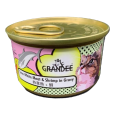 Grandee 無穀物貓罐頭 汁煮吞拿⿂+蝦 80g (粉)