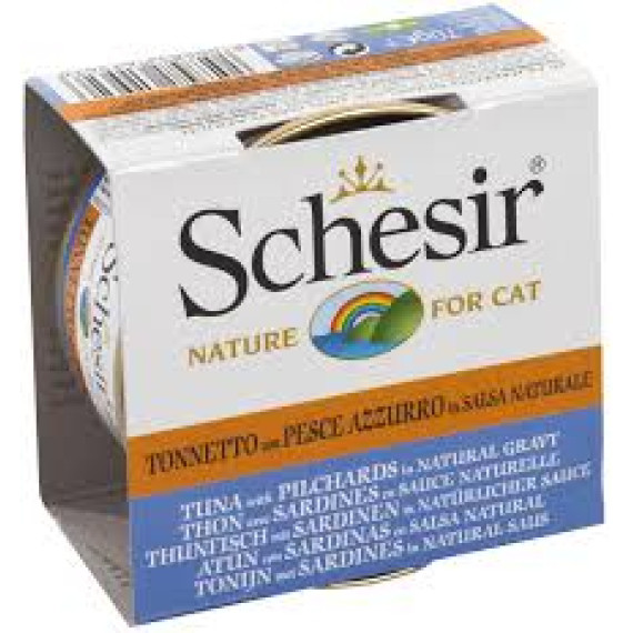 Schesir 無穀物 肉汁系列 [SCH615626] 吞拿魚沙丁魚肉汁貓罐頭 70g (3002/562) 新舊包裝隨機發貨