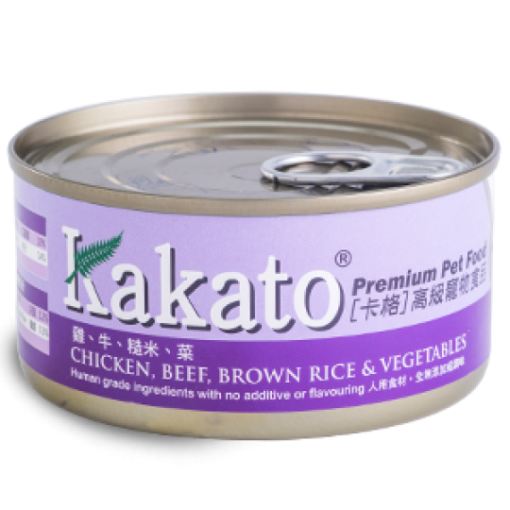 Kakato 703- 雞+牛+糙米+菜罐頭 (貓犬適用) 70G