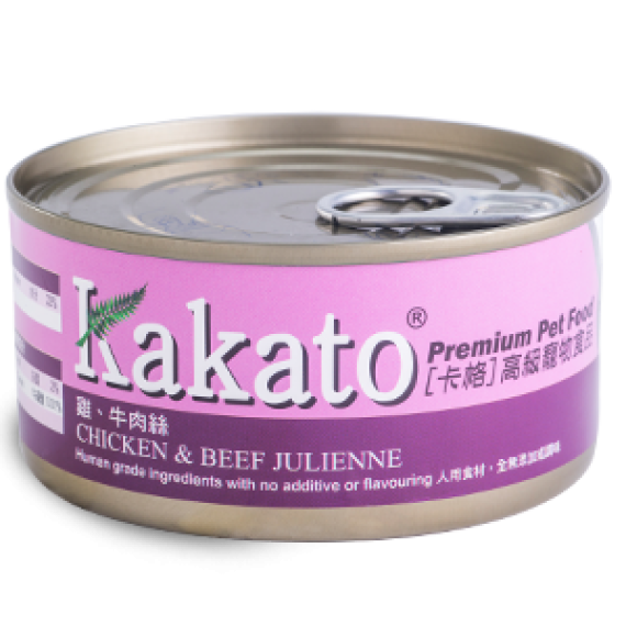 Kakato 704 雞+牛肉絲罐頭 (貓犬適用) 70G