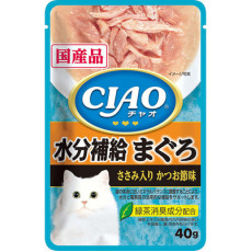 CIAO袋裝貓濕糧 IC-328 水份補給 吞拿魚配雞肉 (木魚味) 40g