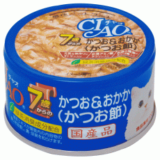 CIAO M32 7歲+老貓-鰹魚 +木魚片 貓罐頭 85g