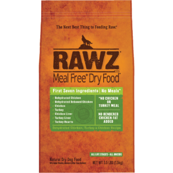 RAWZ 無穀物低溫烘焙 脫水雞肉+火雞肉+雞肉狗糧 03.5LB