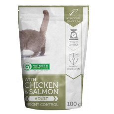 Nature's Protection KIP90 成貓體重控制雞肉加三文魚袋裝濕糧 100g (土黃)