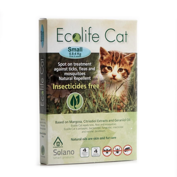 Solano -ES037 Ecolife Cat 純天然貓用驅蚤滴頸劑 一盒四支（0.8-4kg）