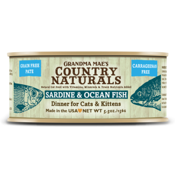 停產，已轉細罐2.8oz Country Naturals  無穀物醬煮沙甸魚海魚配方 貓罐頭 5.5oz (紫)  [CNC0043]