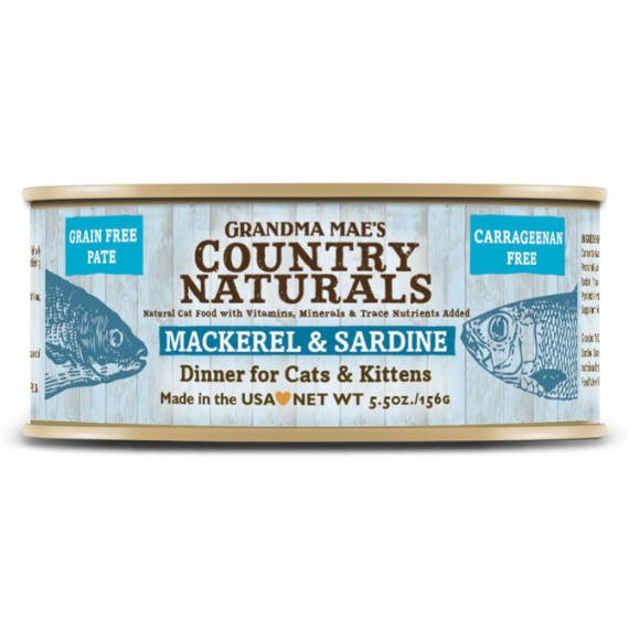 Country Naturals 無穀物罐頭肉泥 鯖魚沙甸魚肉泥配方 貓罐頭 5.5oz (藍) [CNC0061]