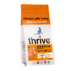 thrive 脆樂芙 PremiumPlus 無穀物貓糧 鮮雞肉+鮮火雞肉配方 1.5kg (橙色)