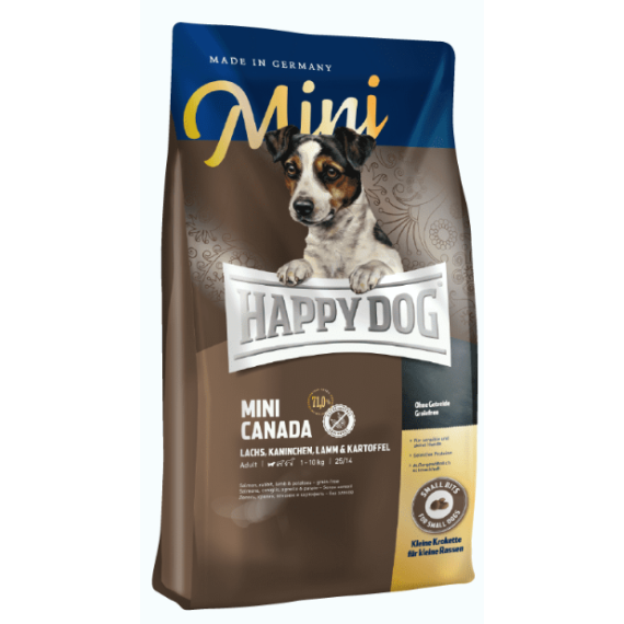 Happy Dog Mini Canada 小型犬加拿大三文魚兔肉羊肉無穀物高能量配方狗糧 4kg [60330]