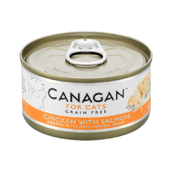 Canagan 貓用無穀物雞肉+三文魚配方罐頭 75g