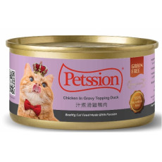 Petssion 汁煮滑雞塊鴨肉粒 貓罐頭 80g [0325]