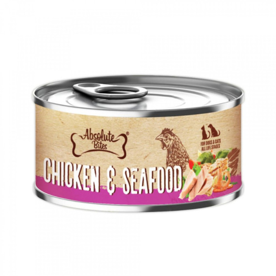 Absolute Bites [AB2562] 風味雞+海鮮(Seafood) 無穀物 罐頭 80g