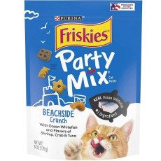 Friskies 喜躍 Party Mix 鬆脆貓小食袋裝 Beachside Crunch - 海鮮及吞拿魚 170g (藍) [12364958]