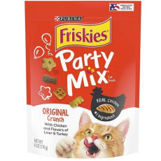 Friskies 喜躍 Party Mix 鬆脆貓小食袋裝 Original Crunch - 雞肉,肝及火雞 170g [12358639]