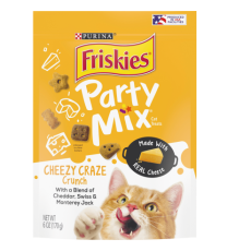 Friskies 喜躍 Party Mix 鬆脆貓小食袋裝 Cheezy Craze - 芝士味 170g (黃) [12369247]