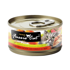 Fussie Cat Tuna with Chicken Liver FU-TLC (黑鑽) 吞拿魚+雞肝貓罐頭 80g