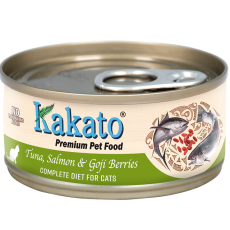 Kakato 767 吞拿魚、三文魚和杞子 *貓用主食罐* 70g (草綠)