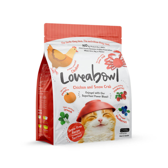 Loveabowl [LB0022] 無穀物雪蟹雞肉海陸 全貓種配方 貓乾糧 1kg (淺紅)