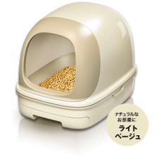 日本花王 - 抗菌除臭雙層*有蓋*貓砂盆 + 木屑砂 + 吸墊 套裝 (象牙色)