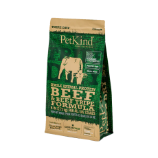 PetKind Single Animal Protein Beef & Beef Tripe 無穀物單一 牛草胃及牛肉 配方狗糧 06lb (金邊深綠)